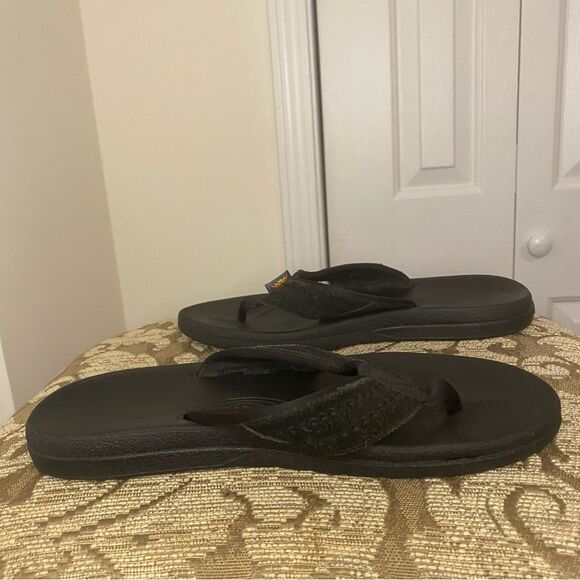 Rainbow Black Suede Wide Straps Flip Flop Sandals Size Mens 7 Womens 8.5 - Picture 3 of 7